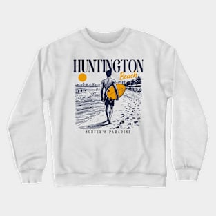 Vintage Surfing Huntington Beach, California // Retro Surfer Sketch // Surfer's Paradise Crewneck Sweatshirt